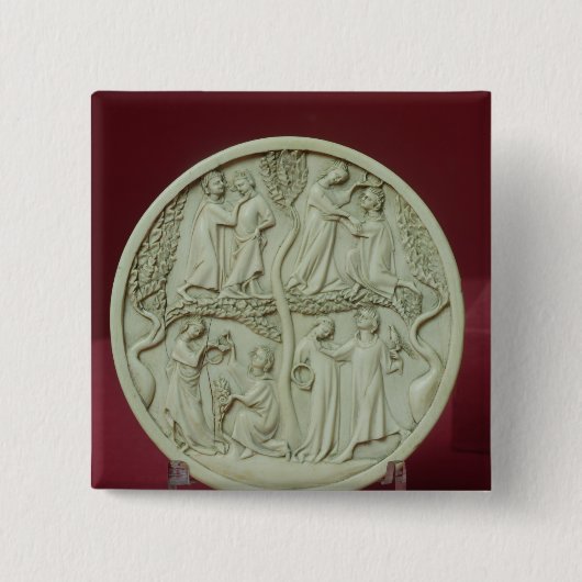Spiegelkasten, der höfische Szenen, c.1320-30 Button (Vorderseite)