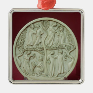 Spiegelkasten, der höfische Szenen, c.1320-30 Silbernes Ornament