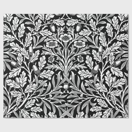 Spiegelkernen und Eiche Blätter Schwarz & Weiß Geschenkpapier (Flach)