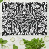 Spiegelkernen und Eiche Blätter Schwarz & Weiß Geschirrtuch (Gefaltet)