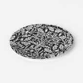 Spiegelkernen und Eiche Blätter Schwarz & Weiß Pappteller (Schrägansicht)