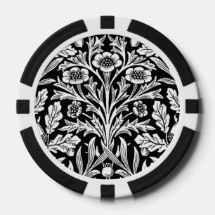 Spiegelkernen und Eiche Blätter Schwarz & Weiß Pokerchips