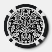 Spiegelkernen und Eiche Blätter Schwarz & Weiß Pokerchips (Rückseite)