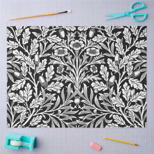 Spiegelkernen und Eiche Blätter Schwarz & Weiß Seidenpapier (Basteln)