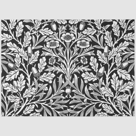 Spiegelkernen und Eiche Blätter Schwarz & Weiß Seidenpapier (Vorderseite)