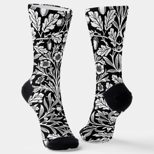 Spiegelkernen und Eiche Blätter Schwarz & Weiß Socken (Gewinkelt)