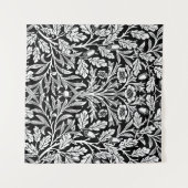 Spiegelkernen und Eiche Blätter Schwarz & Weiß Wandteppich (Vorderseite (Horizontal))