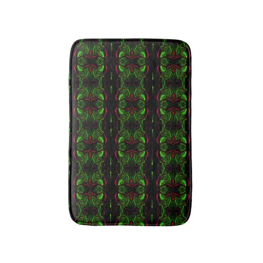 Spiegeln gekrümmter roter Linien auf grünem Hinter Badematte (Vorderseite Vertikal)