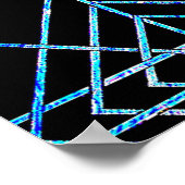 Spiegelnde Blautöne auf Schwarz Poster (Ecke)