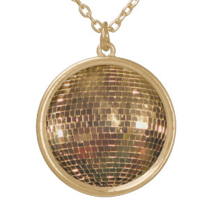 Spiegelnde Disco-Ball 2 Vergoldete Kette