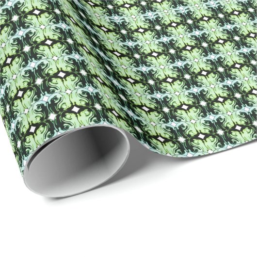 Spiegelnder mintgrüner Drache Geschenkpapier (Rolleneckpunkt)