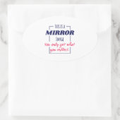 Spiegelreflexions-Mindset Motivationsdesign Ovaler Aufkleber (Tasche)