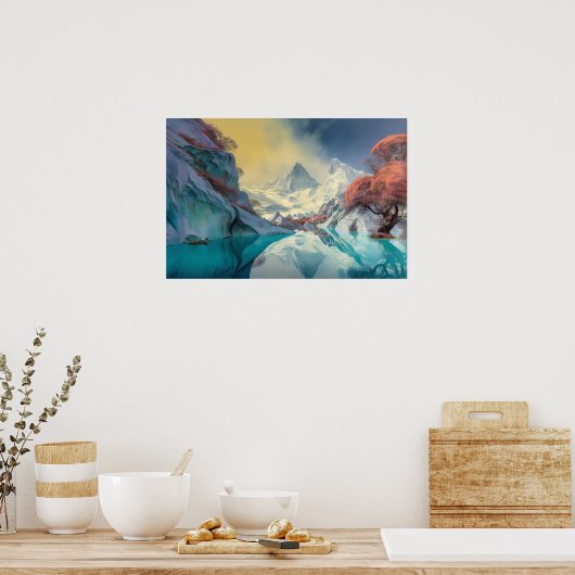 Spiegelsee in den Bergen Poster (Küche)