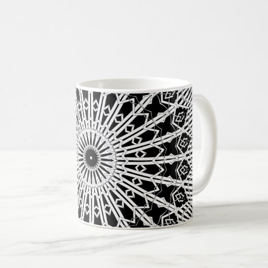 Spiegelsymmetrisches Mandala Kaffeetasse (VorderseiteRechts)