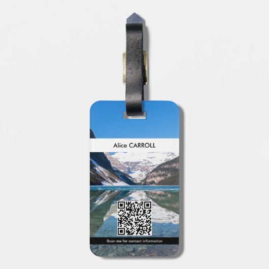 Spiegelung am Lake Louise - Banff NP - QR-Code Gepäckanhänger (Rückseite vertikal)