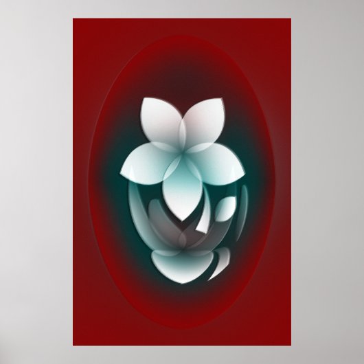 Spiegelung der weißen Blume Poster (Vorne)