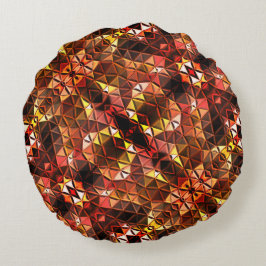 Spiegelung roter Dreiecke mit schrägen Formen Rundes Kissen