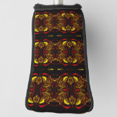 Spiegelung von roten, goldgebogenen Spuren mit dun Golf Headcover (Rotieren 90)