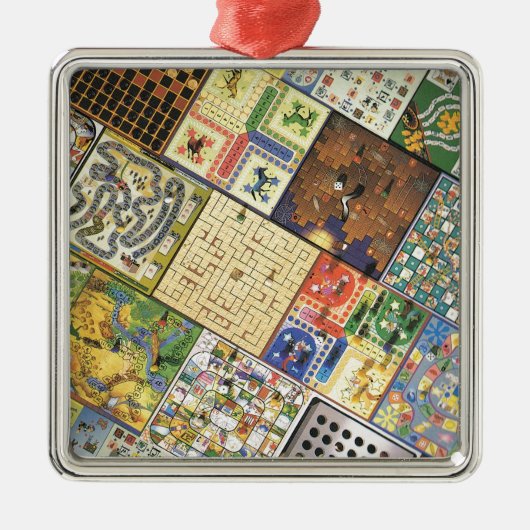 Spiel an!  Brettspiele Silbernes Ornament (Vorne)