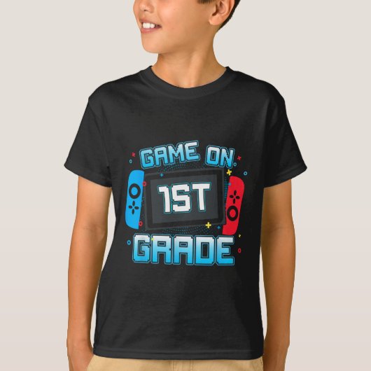 Spiel auf 1. Stufe Gamer zurück zu Schülern Kinder T-Shirt (Vorderseite)