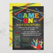 Spiel auf Arcade Bowling Chalkboard Party Einladun Einladung (Vorne/Hinten)