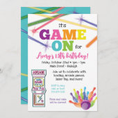 Spiel auf Arcade Bowling Party Einladung (Vorne/Hinten)