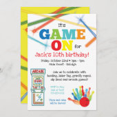 Spiel auf Arcade Bowling Party Einladung (Vorne/Hinten)