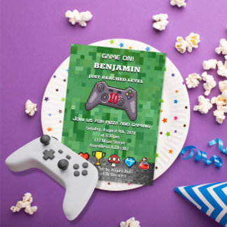 Spiel auf Controller Gamer Geburtstagsparty Einladung