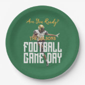 Spiel auf dem Fußball-Spieler auf dem Green Pappteller (Vorderseite)