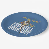 Spiel auf dem Fußball-Spieler in Blue Pappteller (Schrägansicht)