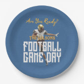 Spiel auf dem Fußball-Spieler in Blue Pappteller (Vorderseite)