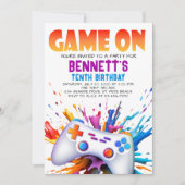 Spiel auf farbenfrohe Einladung zum Geburtstag (Vorderseite)