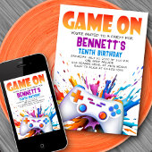 Spiel auf farbenfrohe Einladung zum Geburtstag