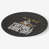 Spiel auf Fußball-Spieler auf schwarz Pappteller (Schrägansicht)