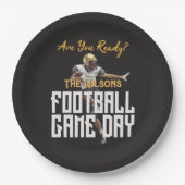 Spiel auf Fußball-Spieler auf schwarz Pappteller (Vorderseite)