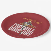 Spiel auf Fußball Spieler in Rot Pappteller (Schrägansicht)