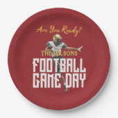 Spiel auf Fußball Spieler in Rot Pappteller (Vorderseite)