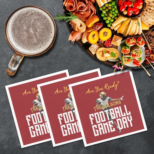 Spiel auf Fußball Spieler in Rot Serviette