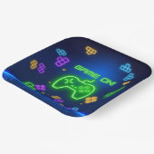 Spiel auf Neongrün, blau Gamer Pappteller (Gewinkelt)