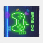 Spiel auf neongrün, blau Video-Gamer Fleecedecke (Vorderseite (Horizontal))