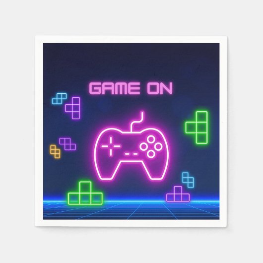 Spiel auf Neonrosa, Grün und lila Videospielern Serviette (Vorderseite)