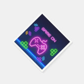 Spiel auf Neonrosa, Grün und lila Videospielern Serviette (Ecke)