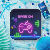 Spiel auf Neonrosa, grüne Paper-Teller Pappteller (Party)