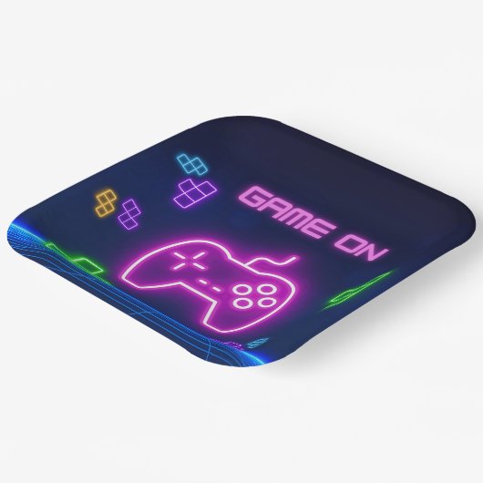 Spiel auf Neonrosa, grüne Paper-Teller Pappteller (Gewinkelt)