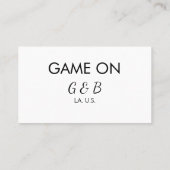 Spiel auf Pärchen Namen Hochzeitsfeier Platz Stadt Visitenkarte (Rückseite)