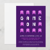 Spiel auf pinkfarbenen Mädchen Gaming 12. Geburtst Einladung (Vorne/Hinten)