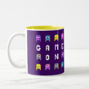 Spiel auf Retro-Pixel-Alien farbig grafisch Zweifarbige Tasse