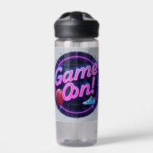 Spiel auf Wasserflasche | Retro Neon Basketbal