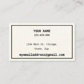 Spiel-Datums-Mama-Karte kardiert niedliches Visitenkarte (Rückseite)