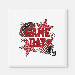 Spiel Day Football Checked Team Spirit Touchdown Magnet